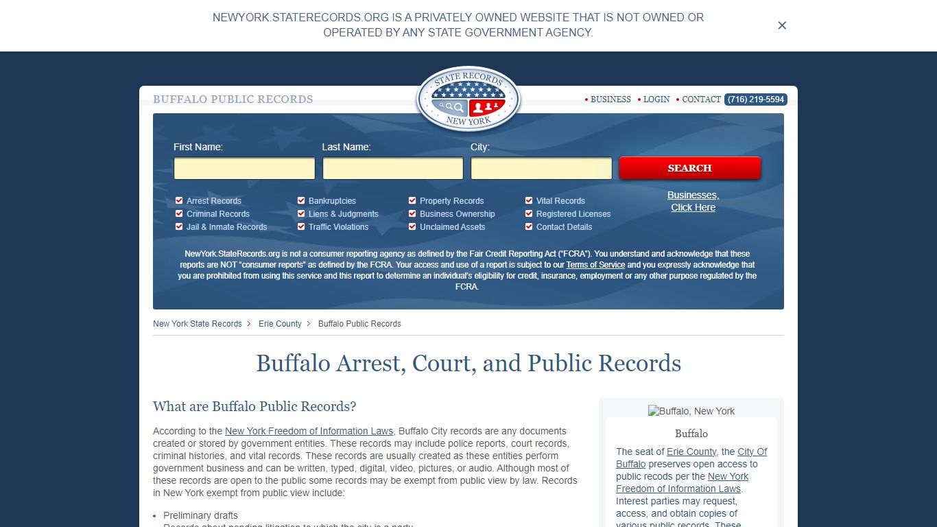 Buffalo Arrest and Public Records | New York.StateRecords.org